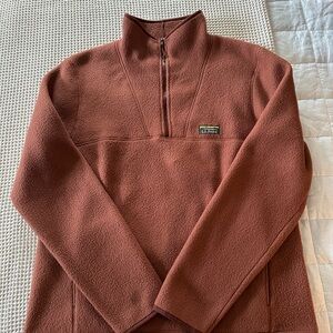 L.L.Bean Quarter-Zip Fleece Pullover in Rust